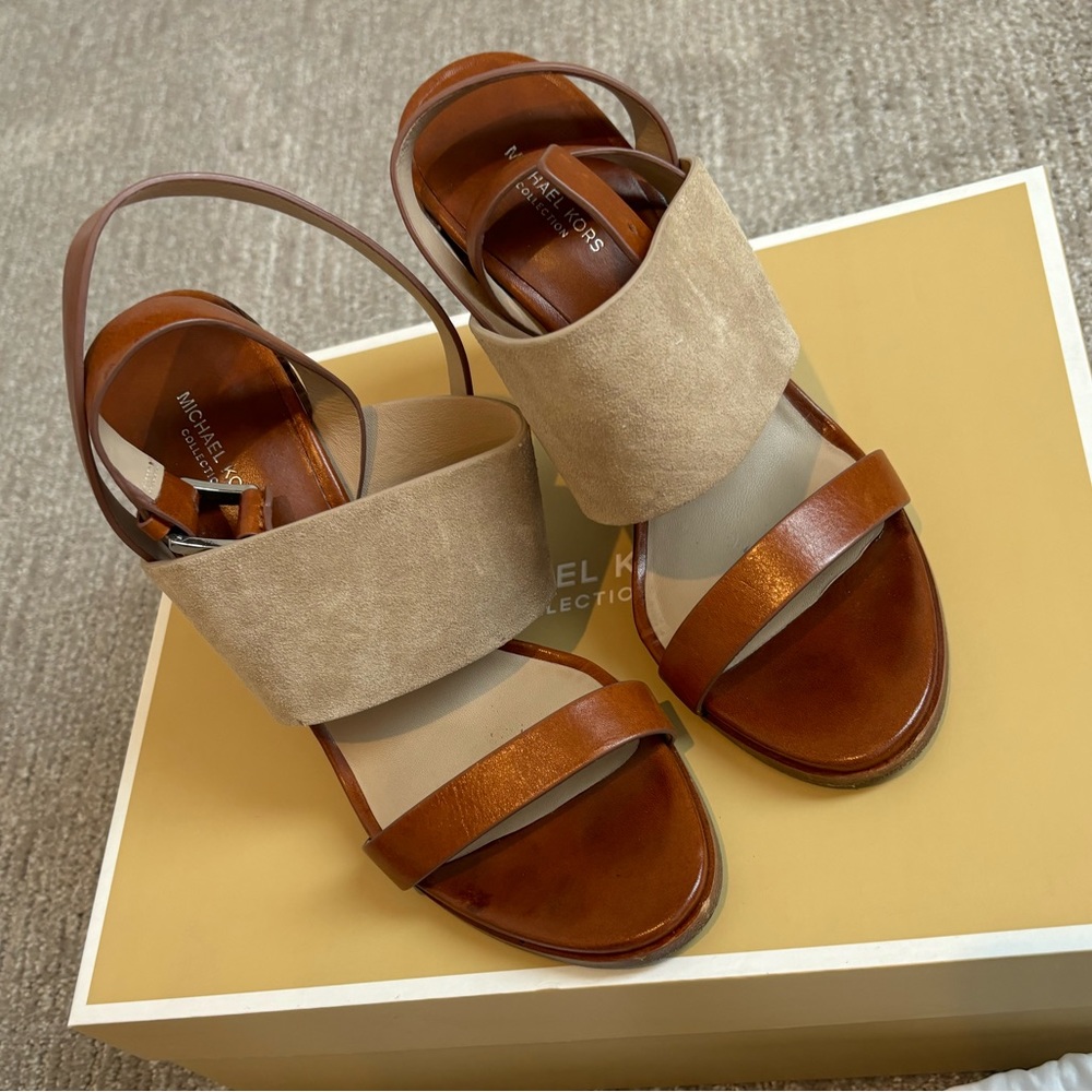 Michael Kors leather sandal.